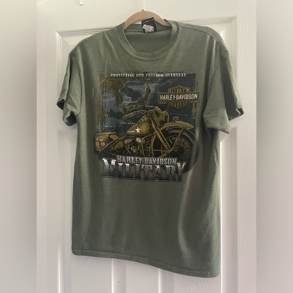 Harley Davidson green Military Tee Shirt | Men’s Medium